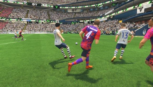 Erling Haaland celebrates with his Man City teammates in EA Sports FC 24.